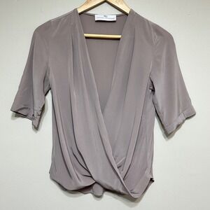 Amanda Uprichard Silk Drape Front Blouse Womens S Top Elegant‎ Minimalist Career